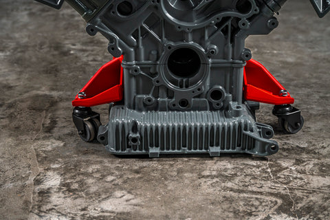 Maserati engine table with glass base