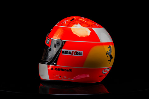 Schumacher’s MS logo on Bell 2000 replica helmet. / logo MS di Schumacher sulla replica Bell 2000