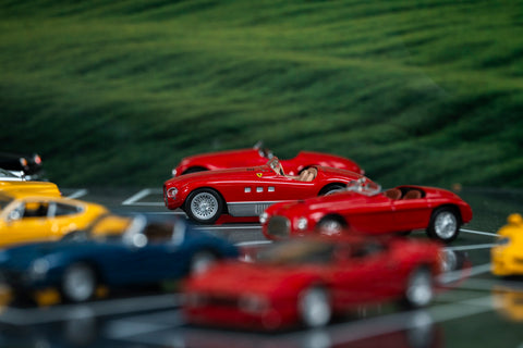 Ferrari scale model table with glass top
