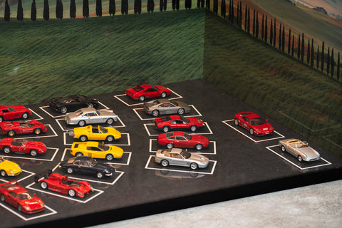 Ferrari scale model table with glass top