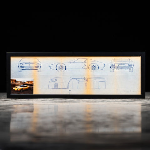 Original 1966 Lamborghini Miura drawing by Bertone